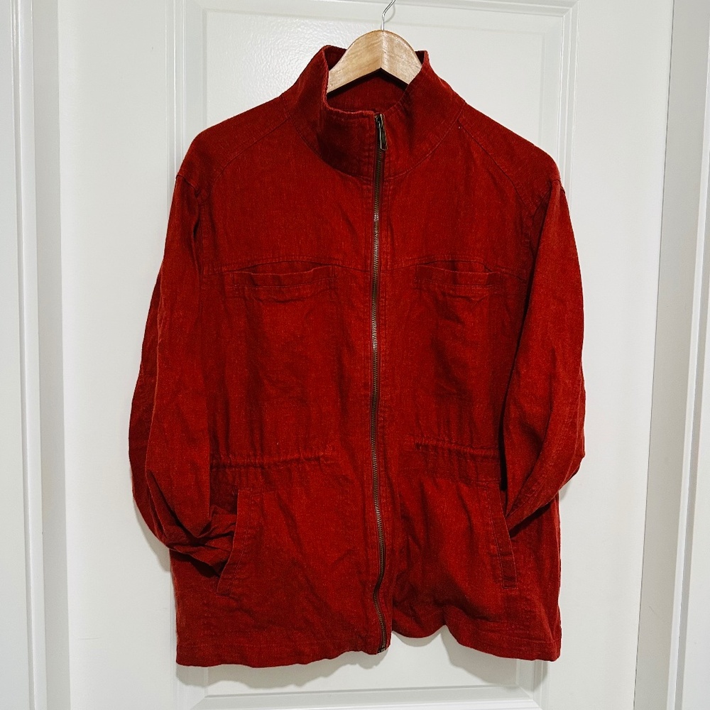 Old Navy | Linen Lightweight Jacket Women’s Size L Burnt Orange